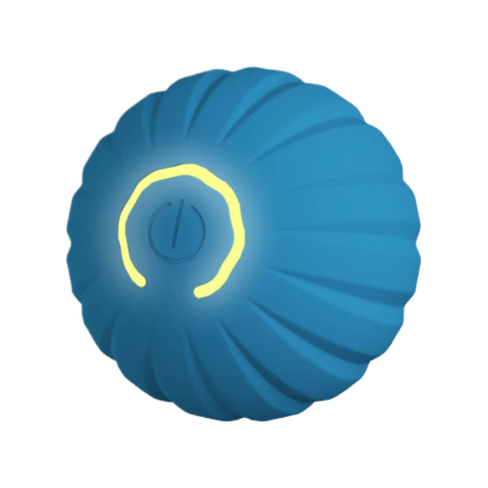 Blue spherical object with a yellow ring on a white background

