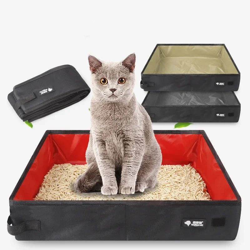 Foldable portable litter box for cats, easy to carry and clean