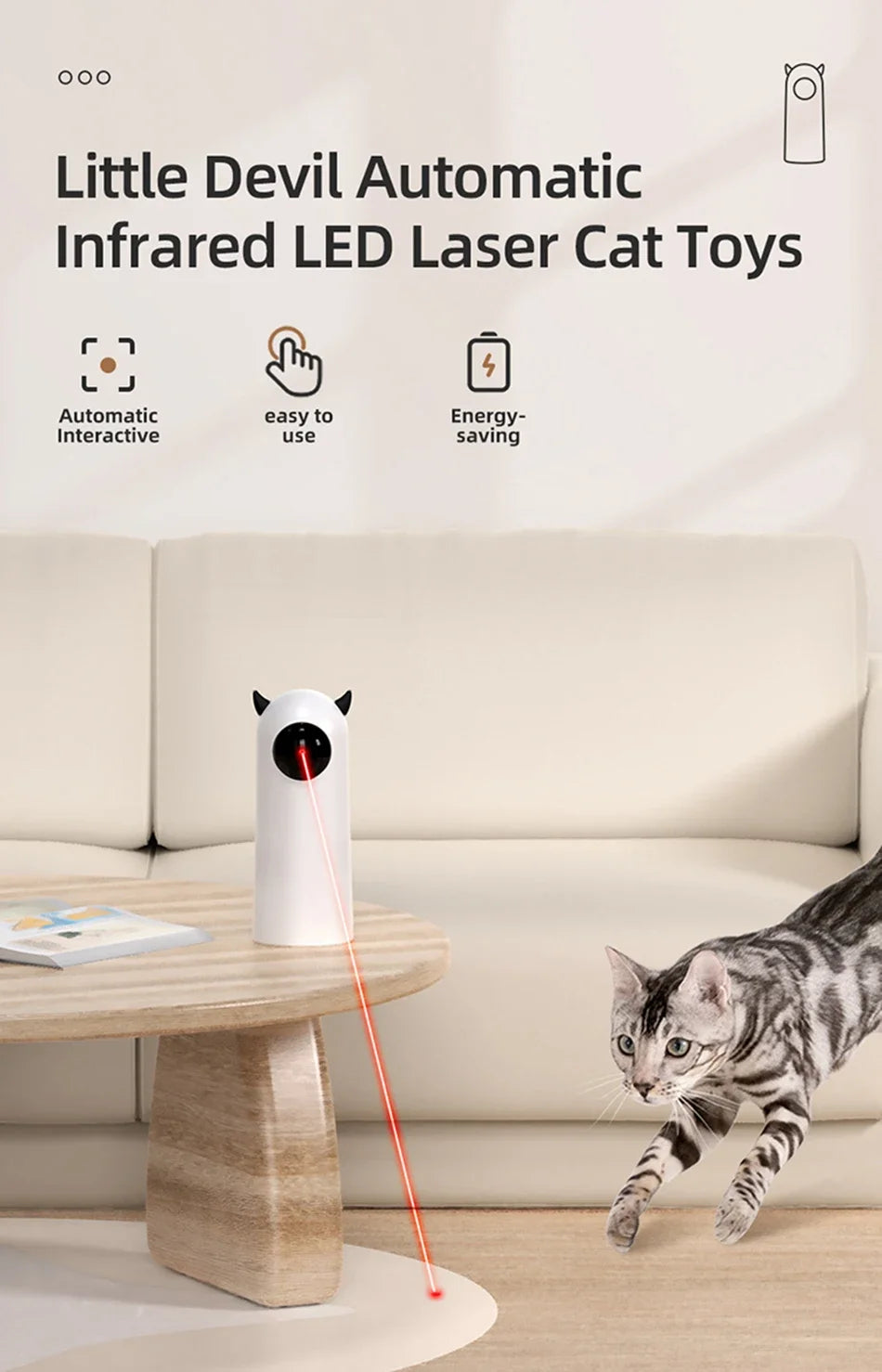 Cat Laser Toy Automatic Rechargeable Motion Random Activated Interactive Cat Toys for Indoor Cats/Dog/Kittne Slow and Fast Mode