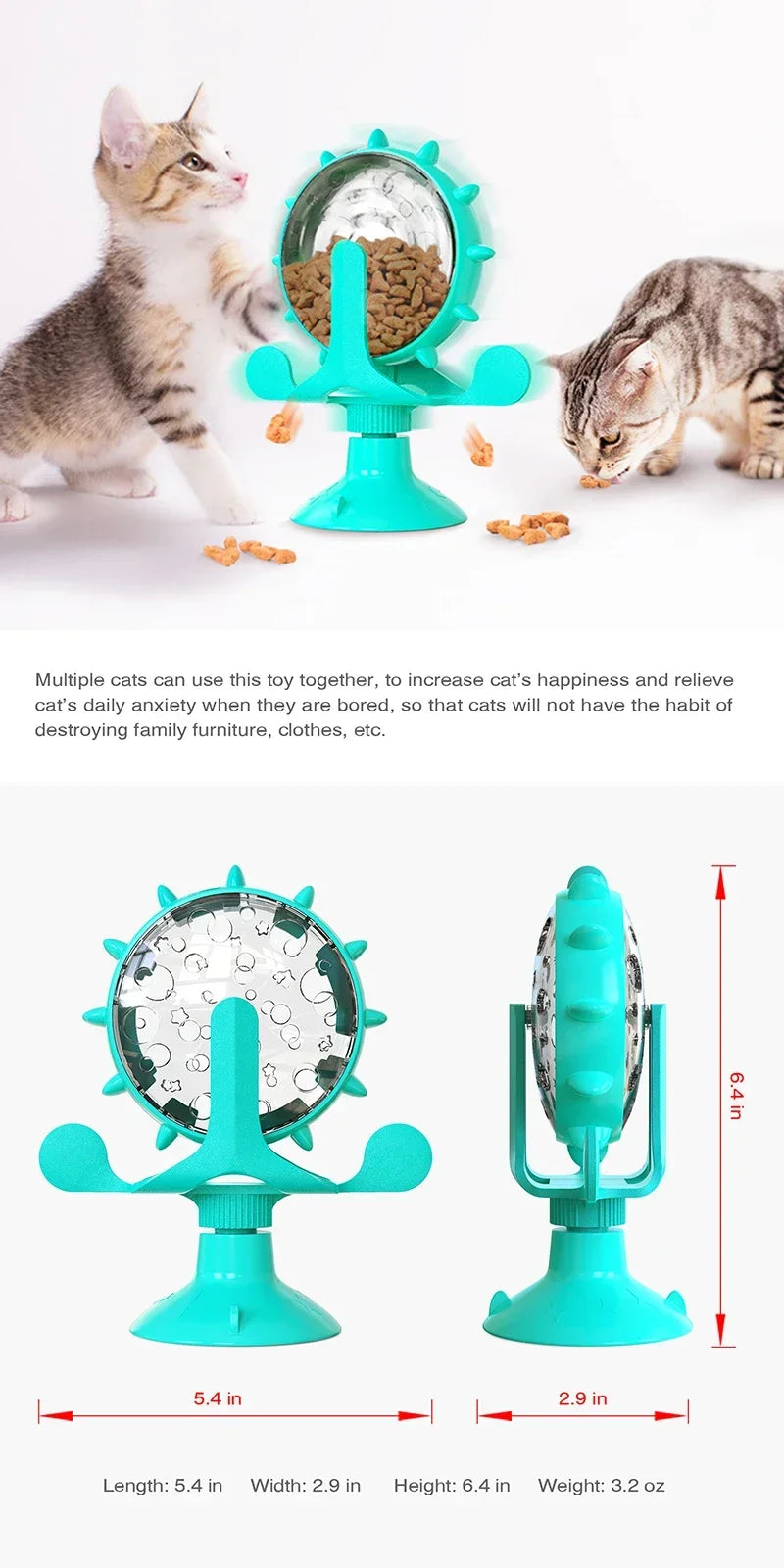 Interactive Treat Leaking Toy for Cat Small Dogs Slow Feeder Dispenser Puppy Funny Rotatable Wheel Improve IQ Kitten Accessories