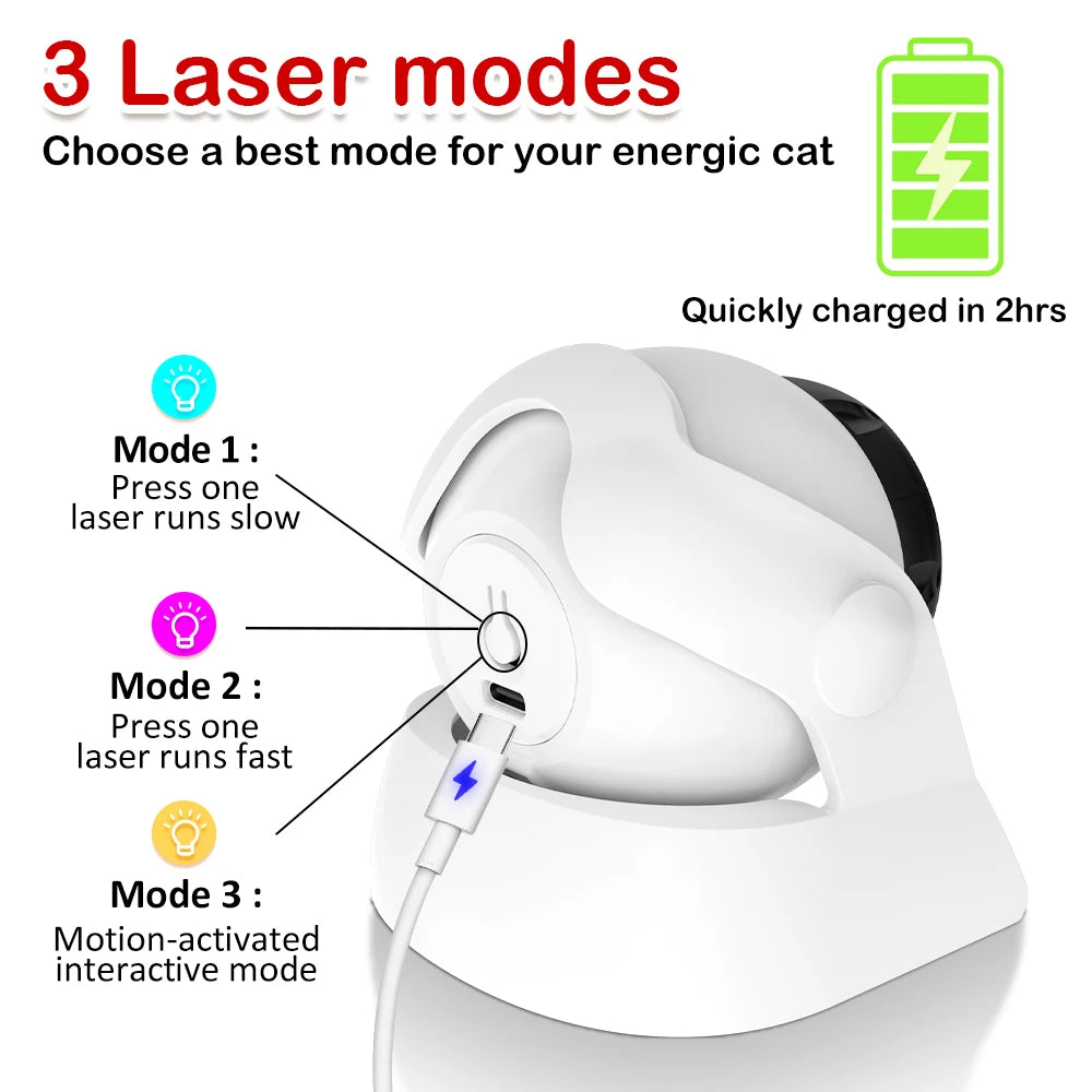 Cat Laser Toy Automatic Rechargeable Motion Random Activated Interactive Cat Toys for Indoor Cats/Dog/Kittne Slow and Fast Mode