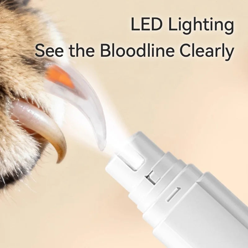 USB Rechargeable Electric Pet Nail Grinder for Dogs & Cats – Quiet Motor with LED Light and Diamond Grinding Wheel