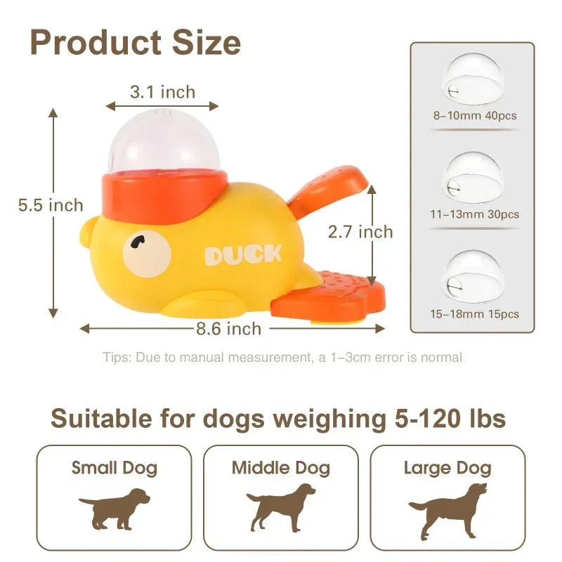 Pet Treat Dispenser-Interactive Dog Toys, Anti Gulping Duck Slow Feeder,cat Dog Treat Dispensing with Button,for Dogs Training