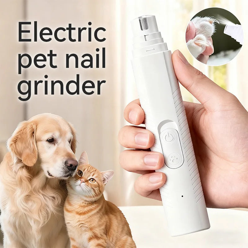 USB Rechargeable Electric Pet Nail Grinder for Dogs & Cats – Quiet Motor with LED Light and Diamond Grinding Wheel