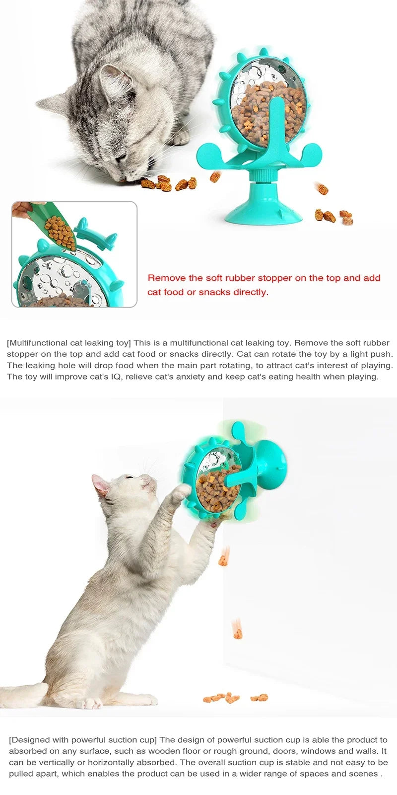 Interactive Treat Leaking Toy for Cat Small Dogs Slow Feeder Dispenser Puppy Funny Rotatable Wheel Improve IQ Kitten Accessories