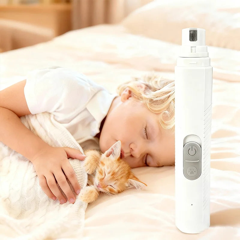 USB Rechargeable Electric Pet Nail Grinder for Dogs & Cats – Quiet Motor with LED Light and Diamond Grinding Wheel