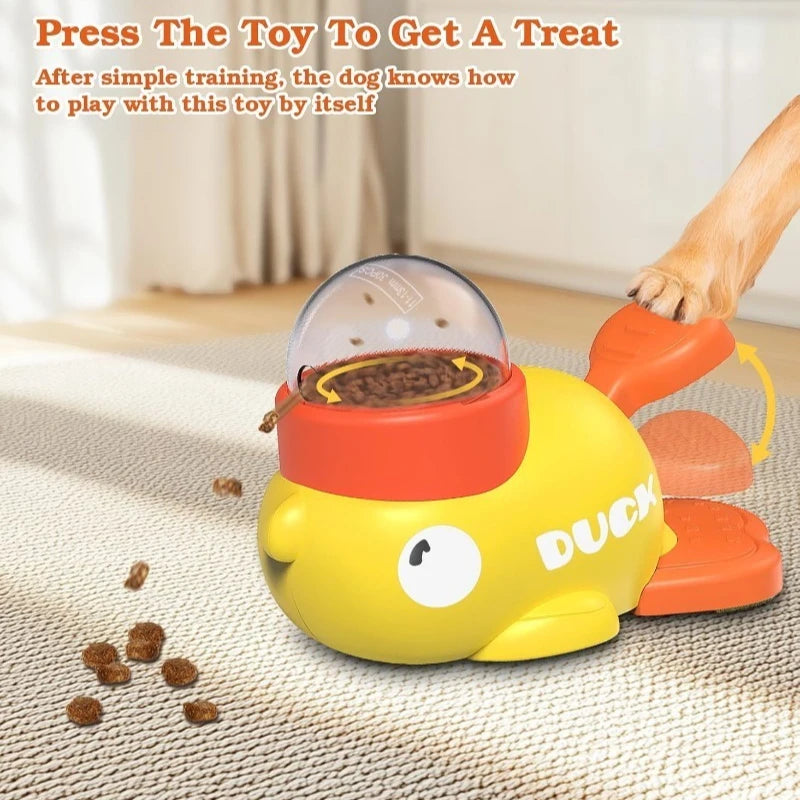 Pet Treat Dispenser-Interactive Dog Toys, Anti Gulping Duck Slow Feeder,cat Dog Treat Dispensing with Button,for Dogs Training