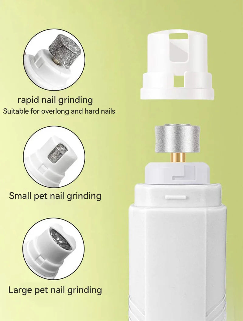 USB Rechargeable Electric Pet Nail Grinder for Dogs & Cats – Quiet Motor with LED Light and Diamond Grinding Wheel