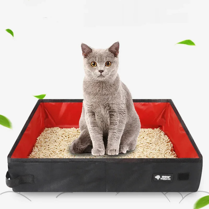Travel-friendly portable litter box for cats on the go